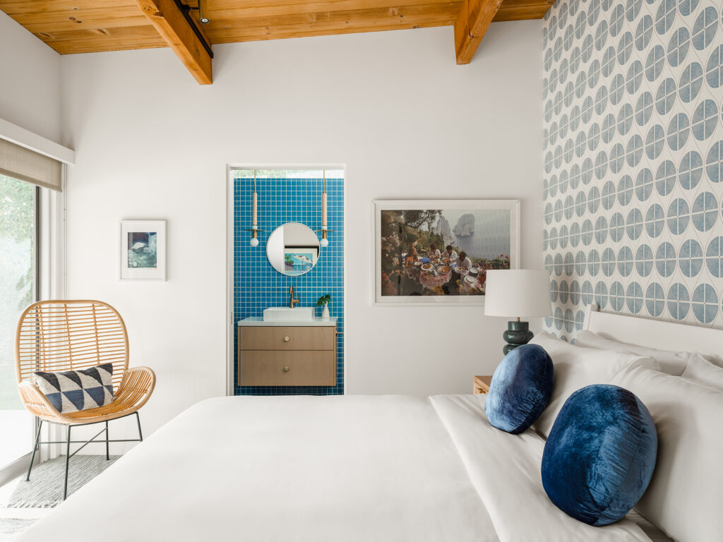 Palm Springs Blue Bedroom by Michelle Boudreau Design