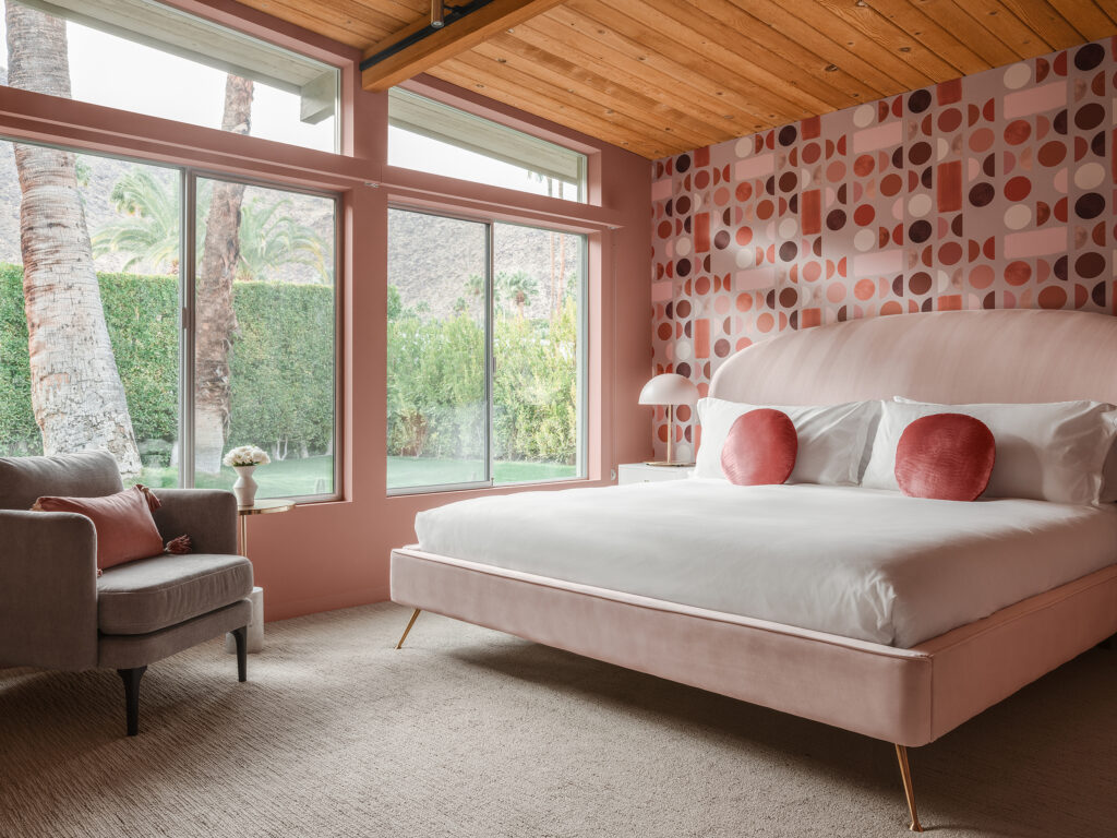 Palm Springs Pink Bedroom by Michelle Boudreau Design